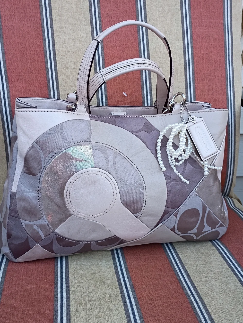 NWT Coach ParchWork Inlaid Shimmer Blush Gray